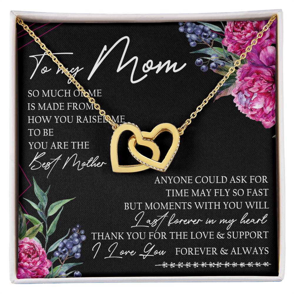 To My Mom Interlocking Hearts Necklace Message Card
