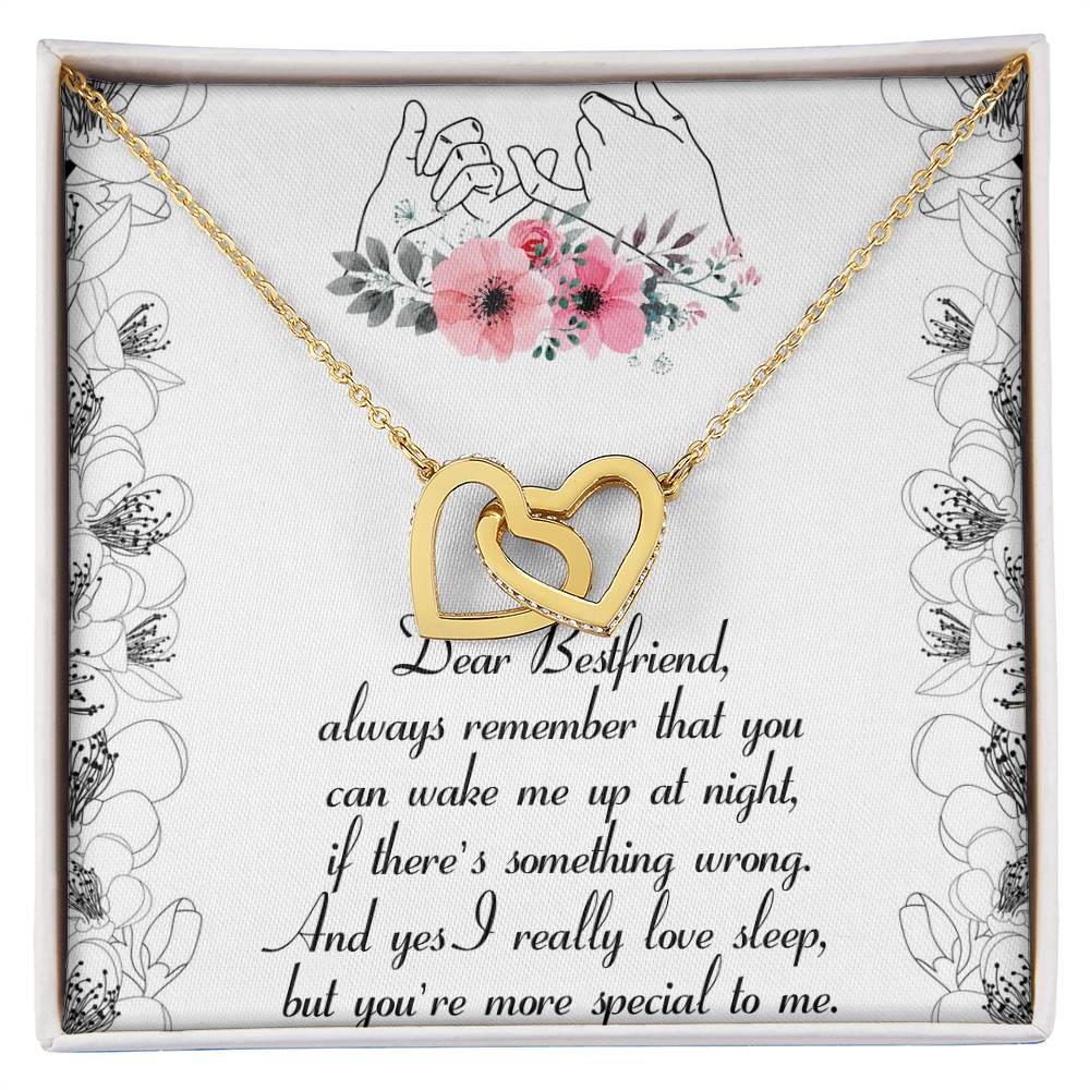 Dear Bestfriend Interlocking Hearts Necklace Message Card