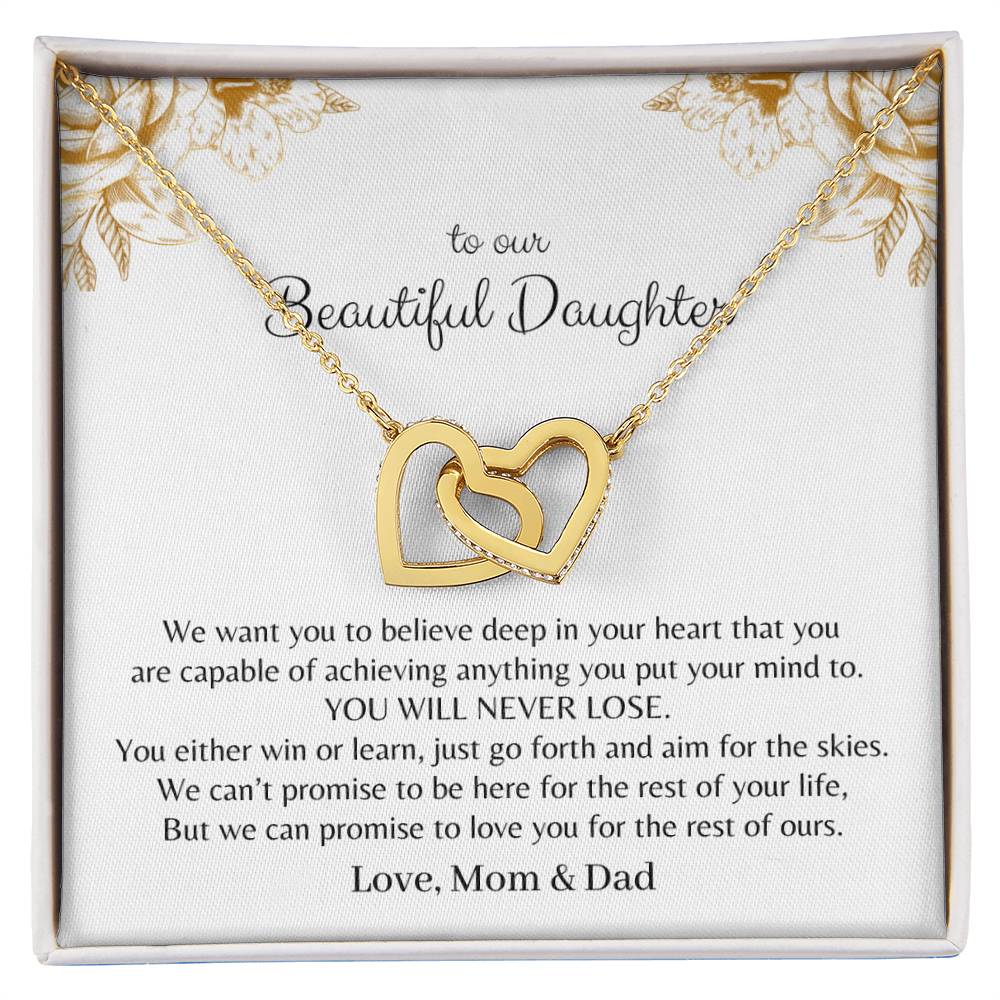 To My Daughter - Premium Interlocking Heart Cube - So2 Interlocking Hearts Necklace