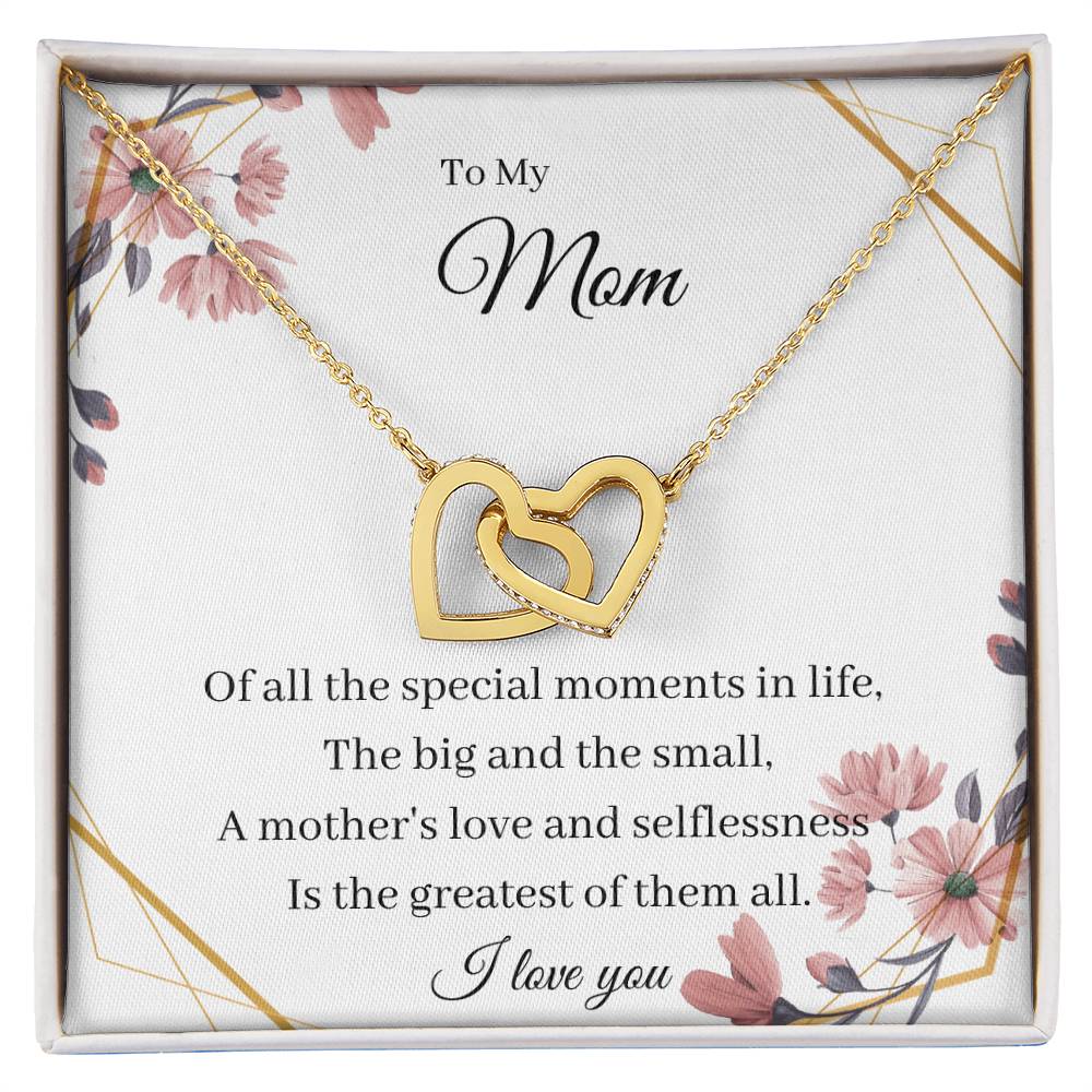 To My Mom From Son Daughter Gift Anniversary Graduation Mothers Day Birthday Interlocking Hearts Necklace
