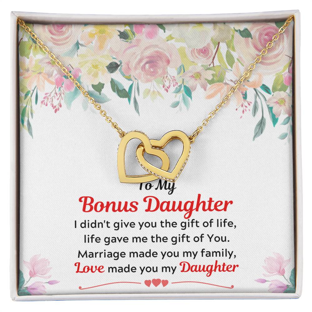 To My Bonus Daughter Interlocking Hearts Necklace