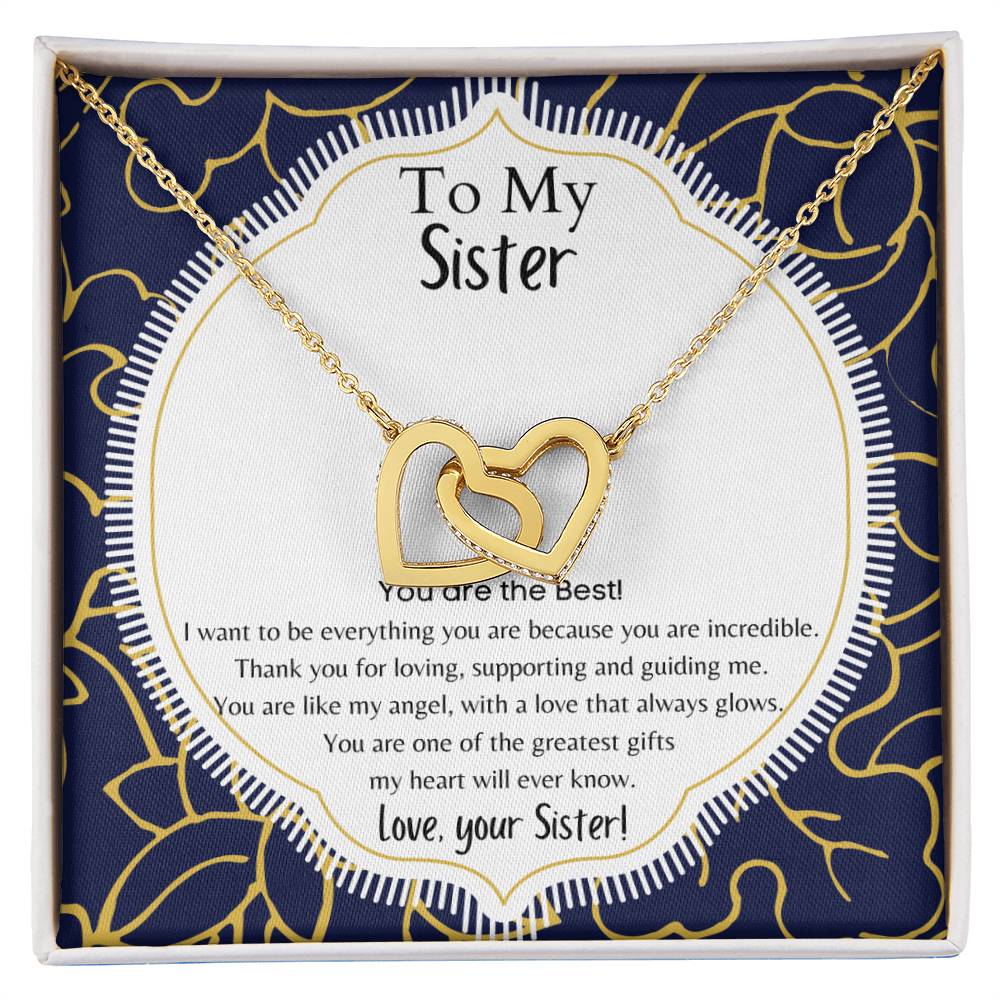 To My Sister Interlocking Hearts Necklace