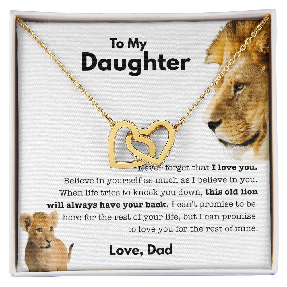 To My Daughter - Old Lion - Necklace Interlocking Hearts Necklace