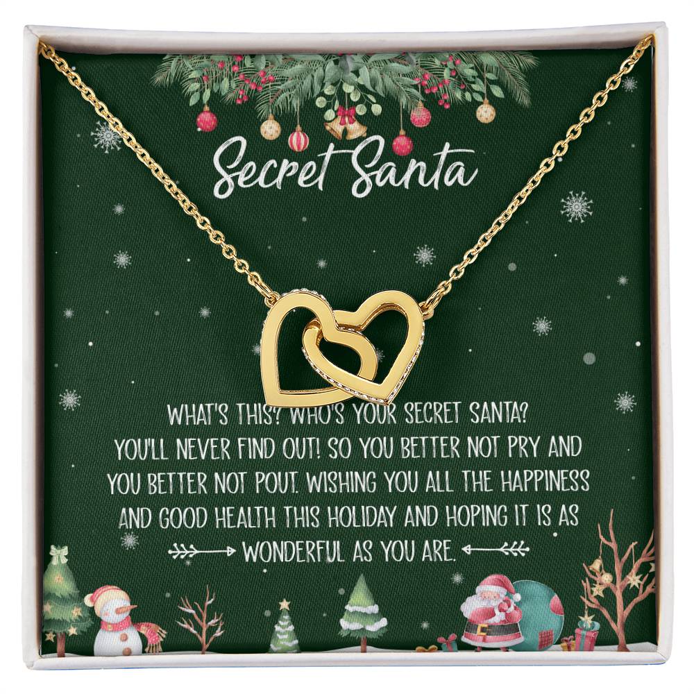 Secret Santa Interlocking Hearts Necklace Message Card