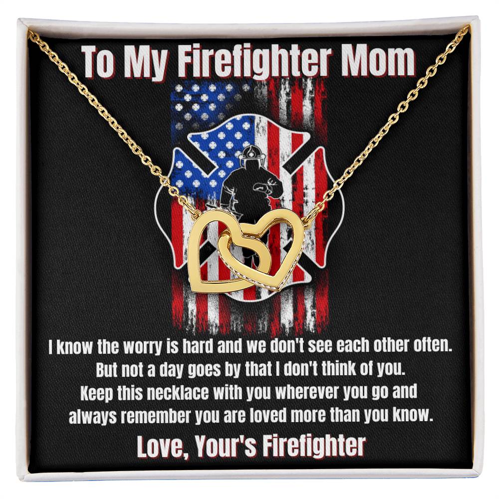 To My Firefighter Mom Necklace Interlocking Hearts Necklace