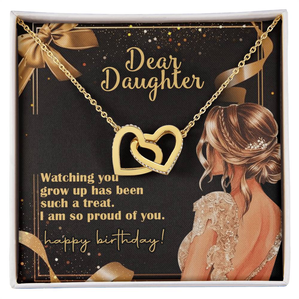 Happy Birthday My Dear Daughter Linked Hearts Necklace Interlocking Hearts Necklace