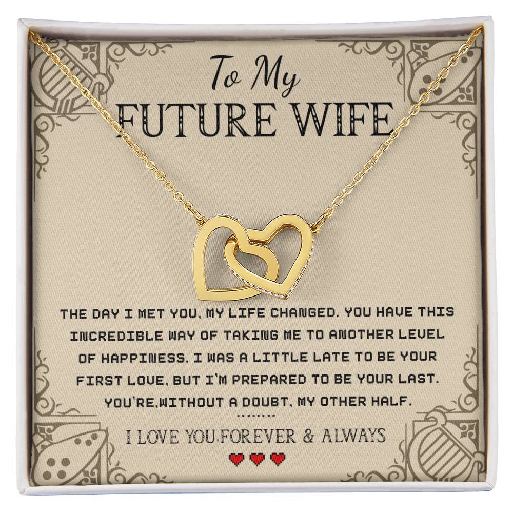 To My Future Wife - I Love You Interlocking Hearts Necklace