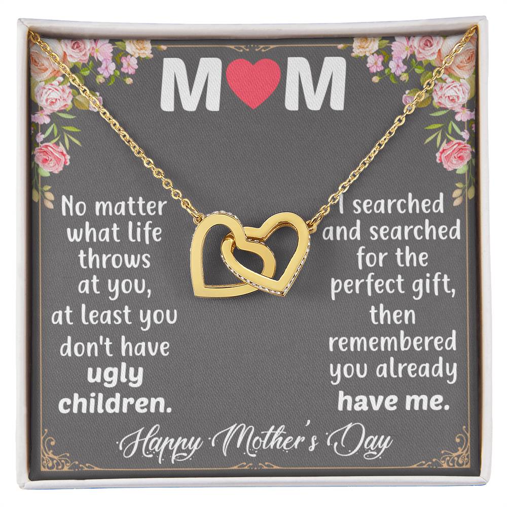 Happy Mother'S Day Mom Interlocking Hearts Necklace