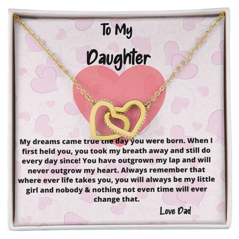 To My Daughter Necklace You Have Outgrown My Lap Double Hearts Necklace Interlocking Hearts Necklace