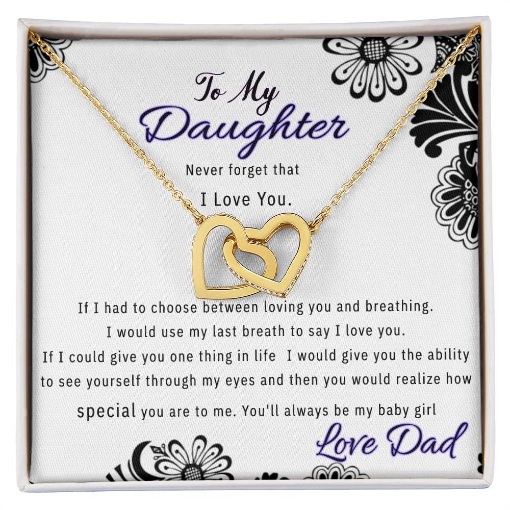 Saleto My Daughter Never Forget I Love You Necklace Interlocking Hearts Necklace