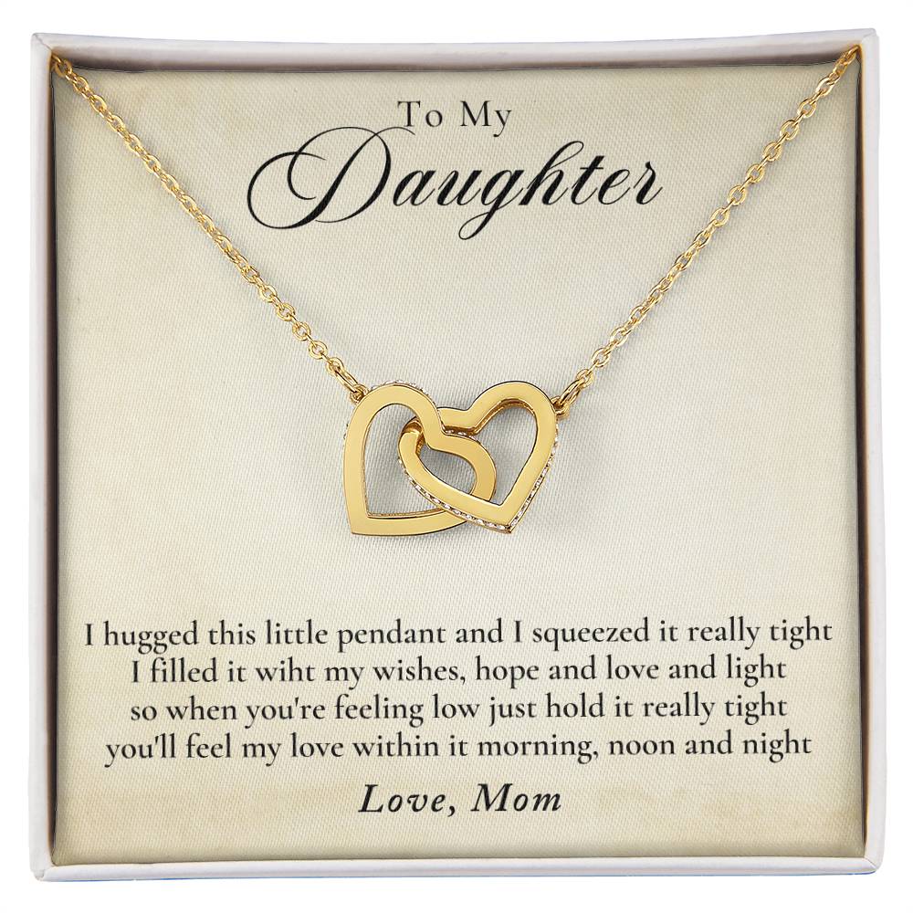 To My Daughter - Love Mom Interlocking Hearts Necklace