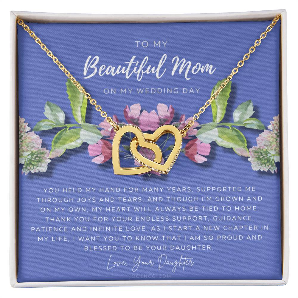 Mother Of The Bride Necklace Jewelry Gift From Bride To Mom Gift From Daughter On Wedding Day Gift For Mother On Wedding Day Interlocking Hearts Necklace
