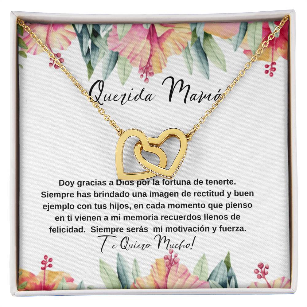 Querida Mama Doy Gracias A Dios Por La Fortuna De Tenerte Interlocking Hearts Necklace