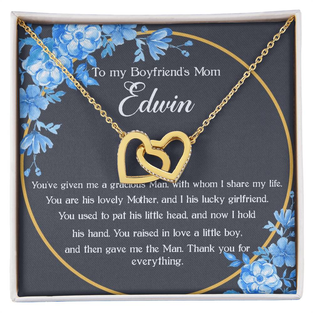 Personalized Boyfriends Mom Necklace Gift Boyfriends Mom Mother'S Day Gift Boyfriend Mom Birthday Gift Custom Name Interlock Heart Necklace Interlocking Hearts Necklace