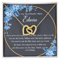 Personalized Boyfriends Mom Necklace Gift Boyfriends Mom Mother'S Day Gift Boyfriend Mom Birthday Gift Custom Name Interlock Heart Necklace Interlocking Hearts Necklace