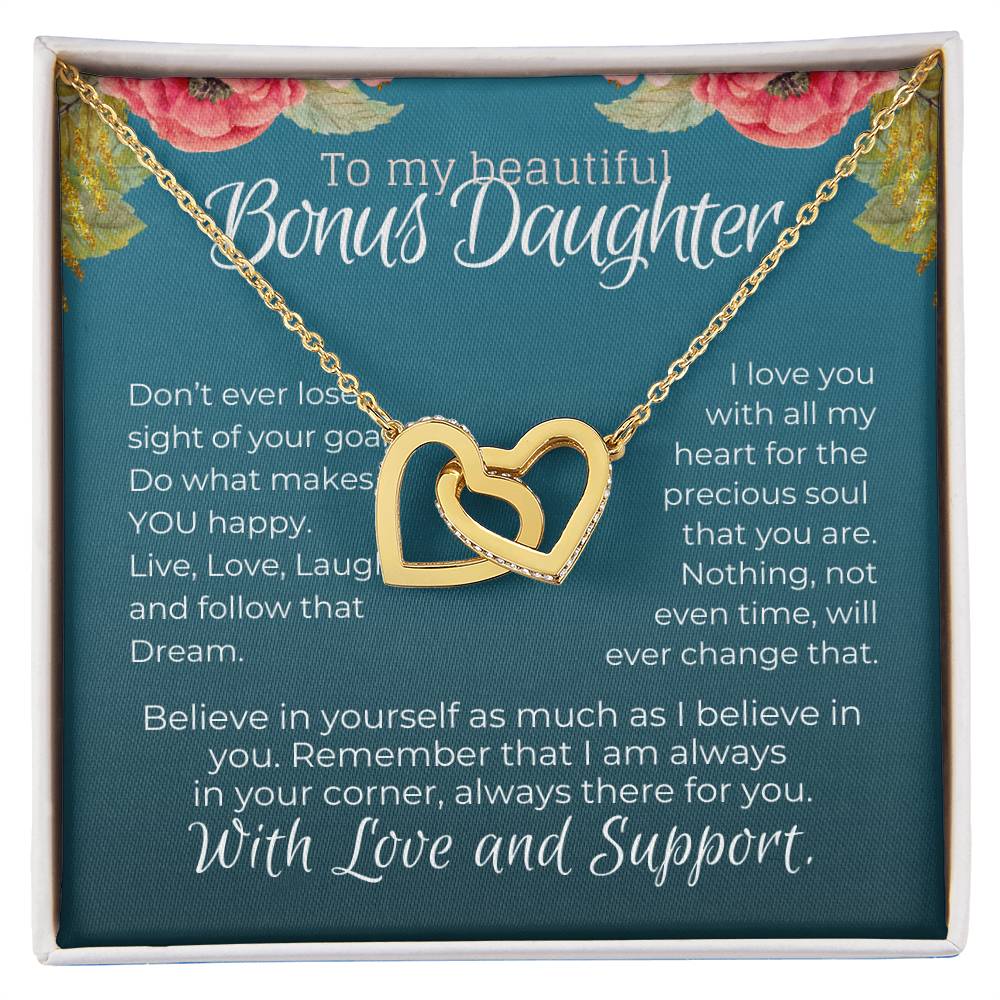 Stepdaughter Love & Support Gift From Stepmom Step Dad - Hearts Interlocking Hearts Necklace