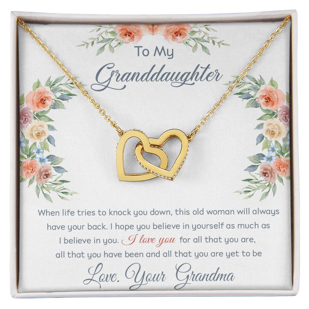 I Love You - Best Gift For Granddaughter Interlocking Hearts Necklace