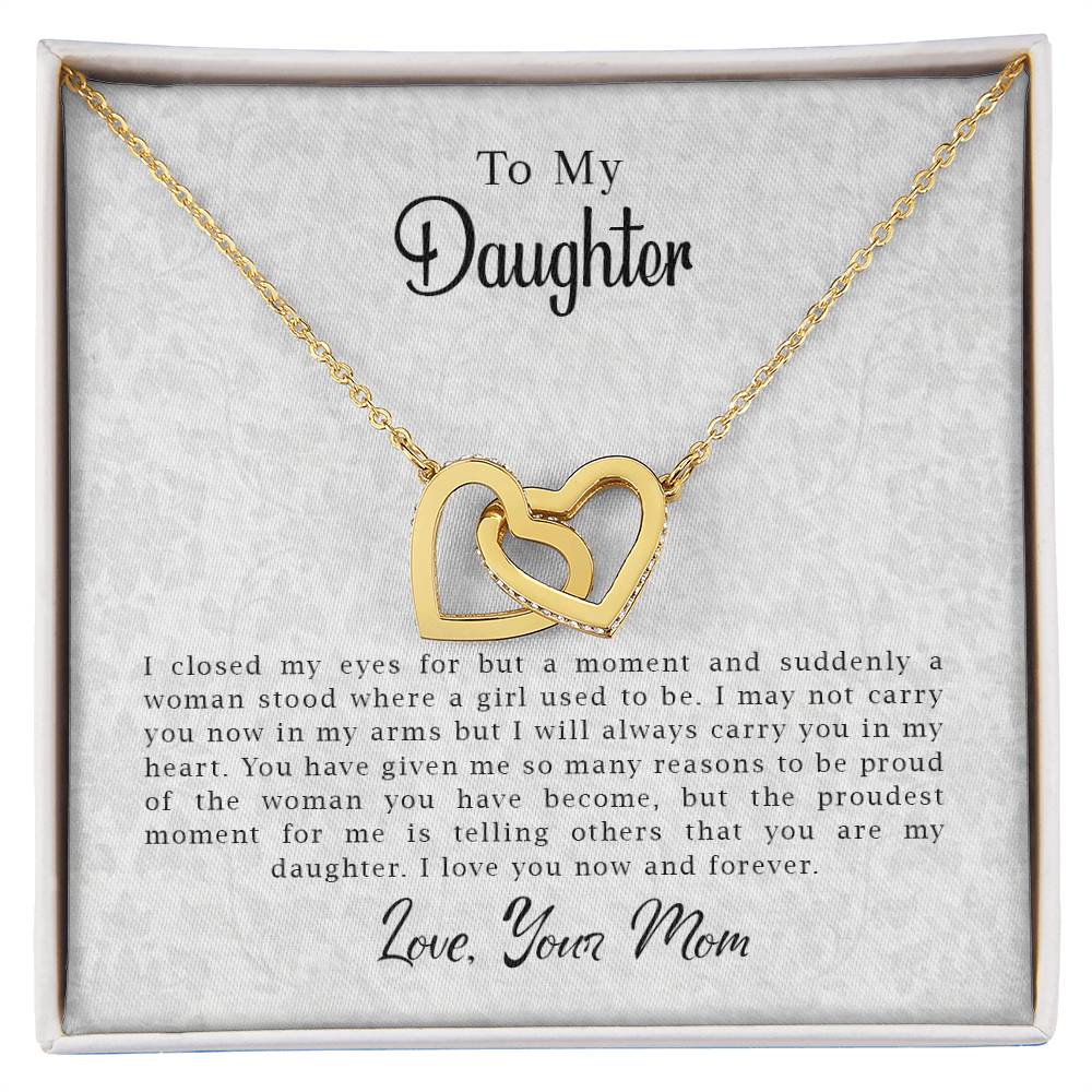 To My Daughter - Now & Forever - Necklace Interlocking Hearts Necklace