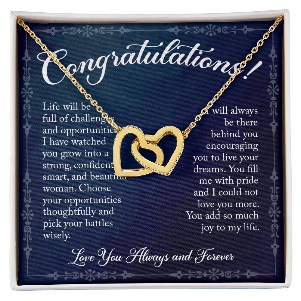 Congratulations! Gift For Graduation - Linked Hearts Necklace Interlocking Hearts Necklace