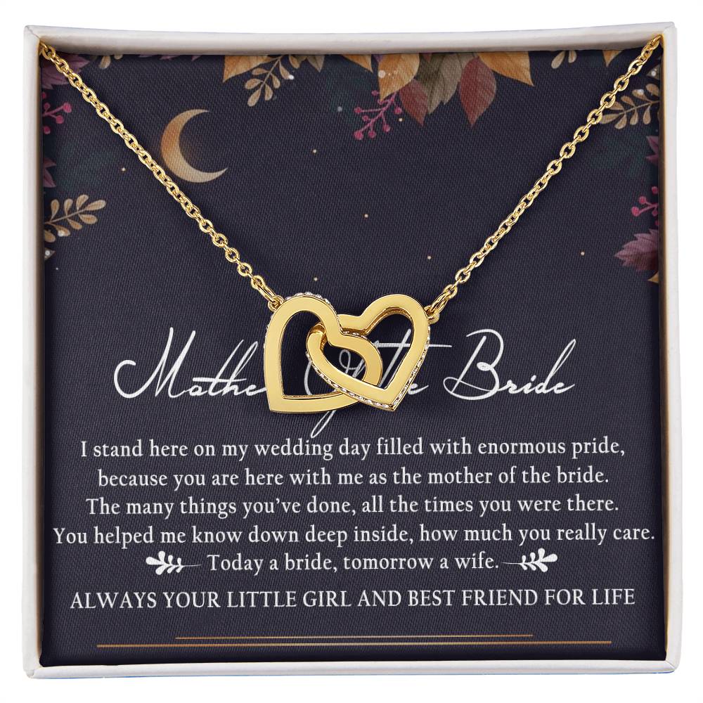 Mother Of The Bride Interlocking Hearts Necklace Message Card