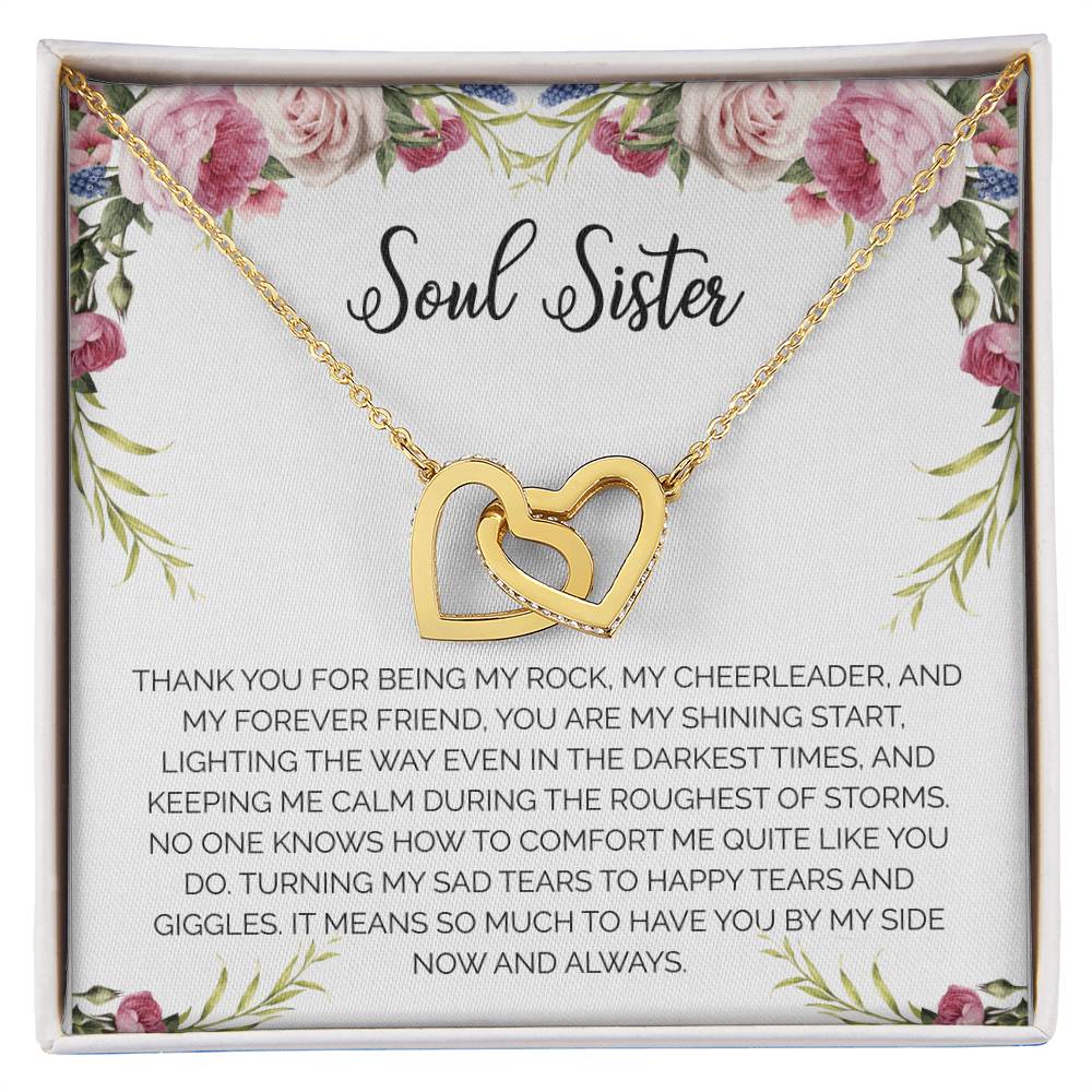 Soul Sister Unbiological Sister Necklace Sorority Sister Sister In Law Necklace Interlocking Hearts Necklace