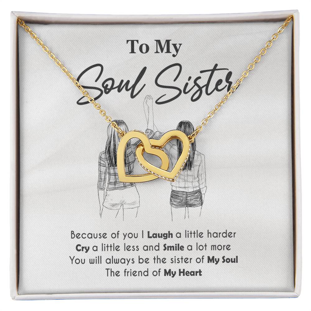 To My Soul Sister Interlocking Hearts Necklace