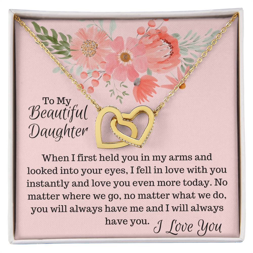 To My Beautiful Daughter - Interlocked Hearts Interlocking Hearts Necklace