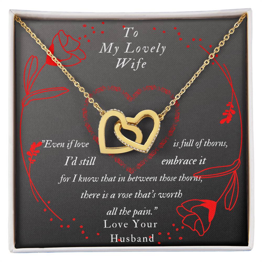 To My Lovely Wife-Two Interlocked Heart Necklace Pendant Interlocking Hearts Necklace