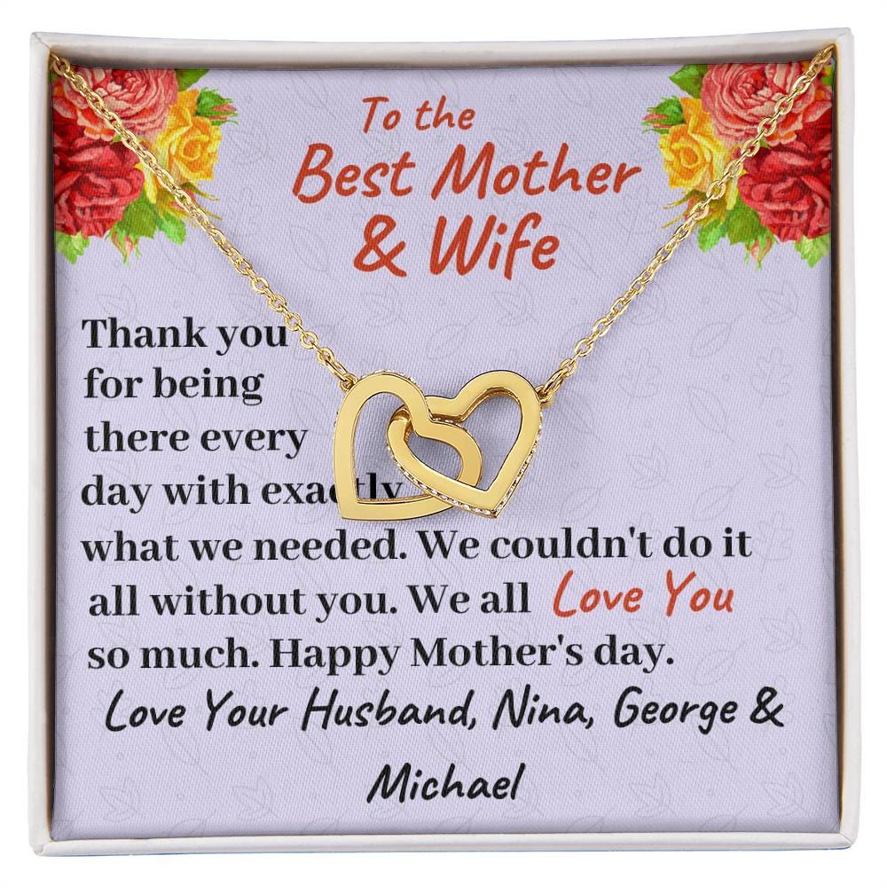 To The Best Mother And Wife Interlocking Hearts Necklace