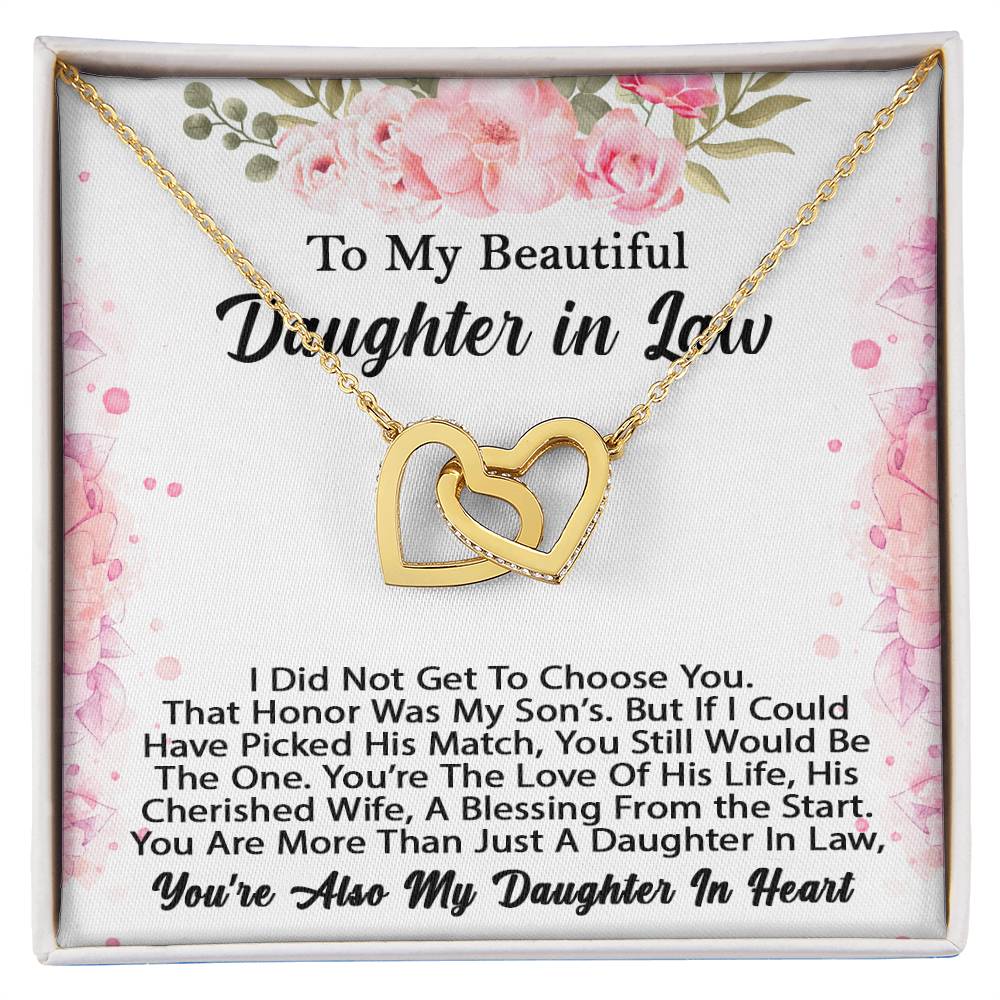 To My Beautiful Daughter In Law You Are My Daughter In Heart Necklace - Perfect Gift Interlocking Hearts Necklace
