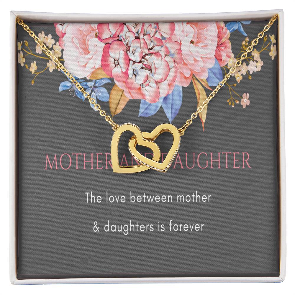 Mom 2 Daughters Necklace Mothers Day Jewelry Gift Interlocking Hearts Necklace