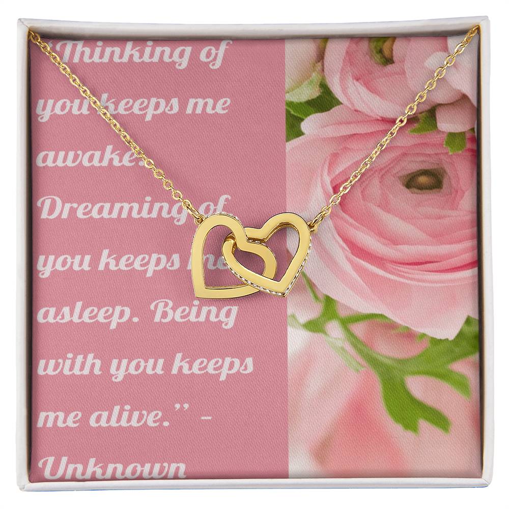 Ike Mens ProductionLove Quote Jewelry Interlocking Hearts Necklace