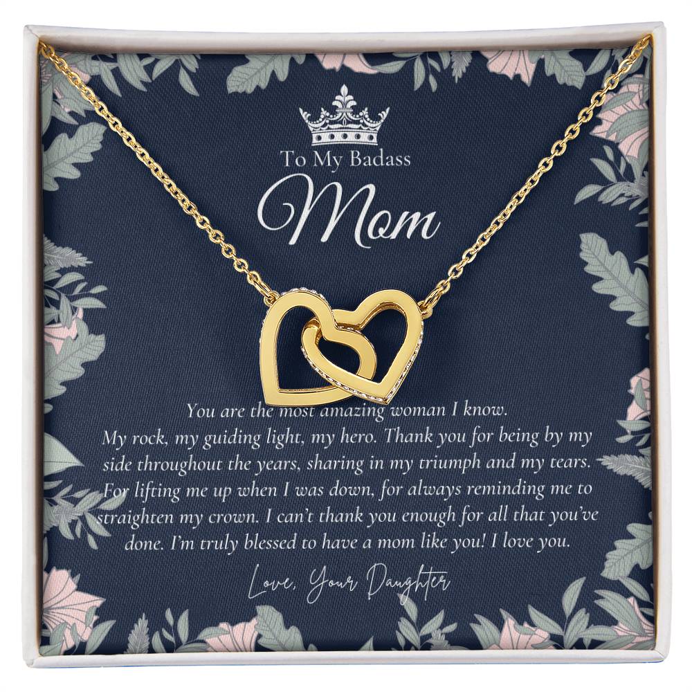 To My Beautiful Mom Necklace Badass Mom Gift Mother’S Day Gift Birthday Gift Gift From Daughter On Wedding Day Interlocking Hearts Necklace