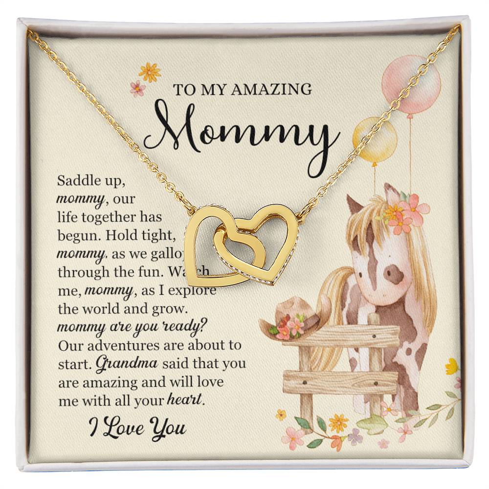 Saddle Up Amazing Mommy Necklace Interlocking Hearts Necklace