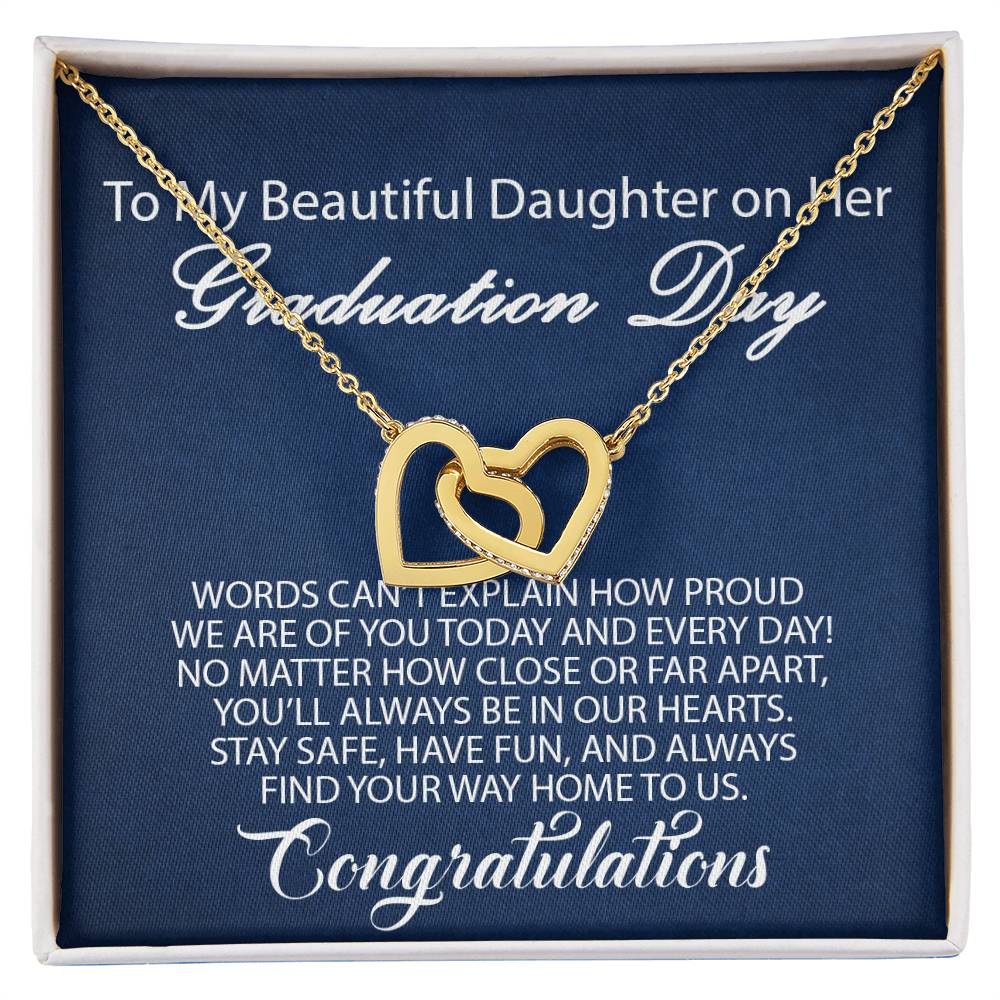 To My Daughter - Graduation Proud Interlocking Hearts Necklace