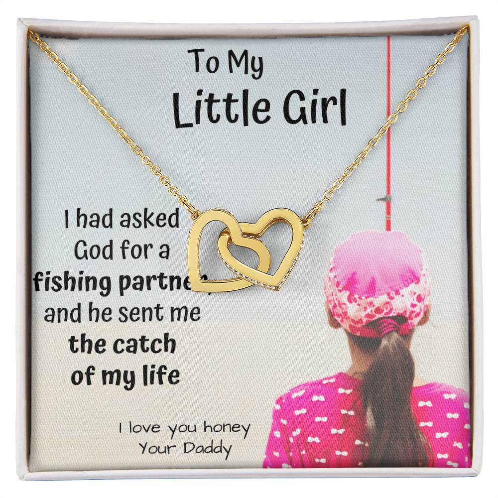 To My Little Girl Interlocking Heart Necklace With Message Card Interlocking Hearts Necklace
