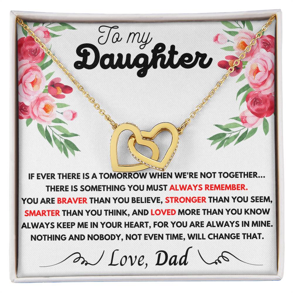 To My Daughter - My Love Is Forever Dad - Necklace Interlocking Hearts Necklace