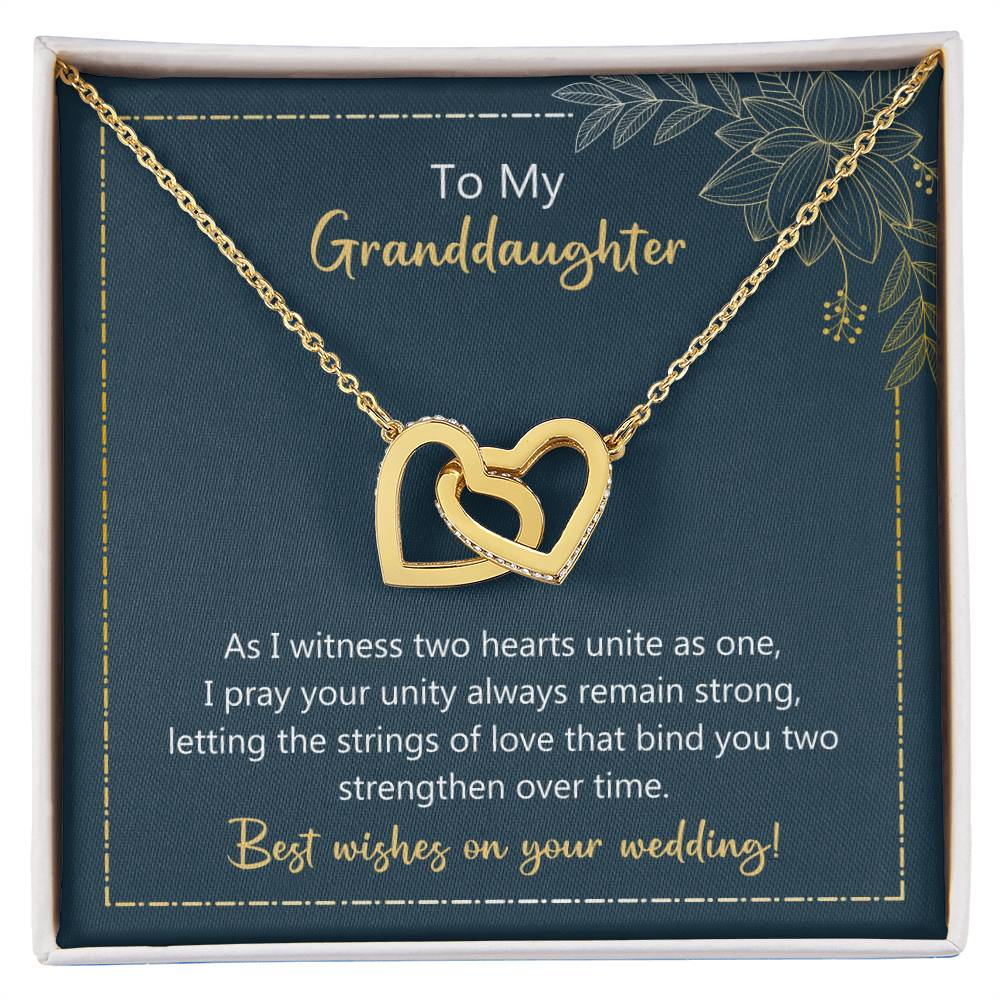 To My Granddaughter Two Hearts Unite As One Necklace Interlocking Hearts Necklace