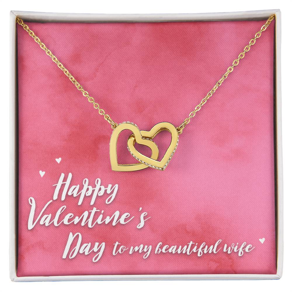 Happy Valentine'S Day Interlocking Hearts Necklace Gift From Husband To Wife Romantic Gift For Spouse