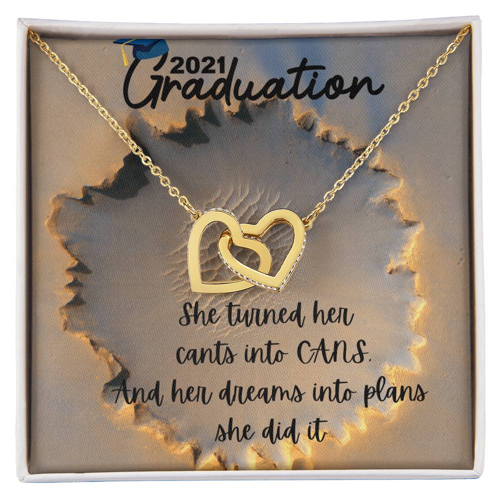 2021 Graduation Sister Interlocking Hearts Necklace
