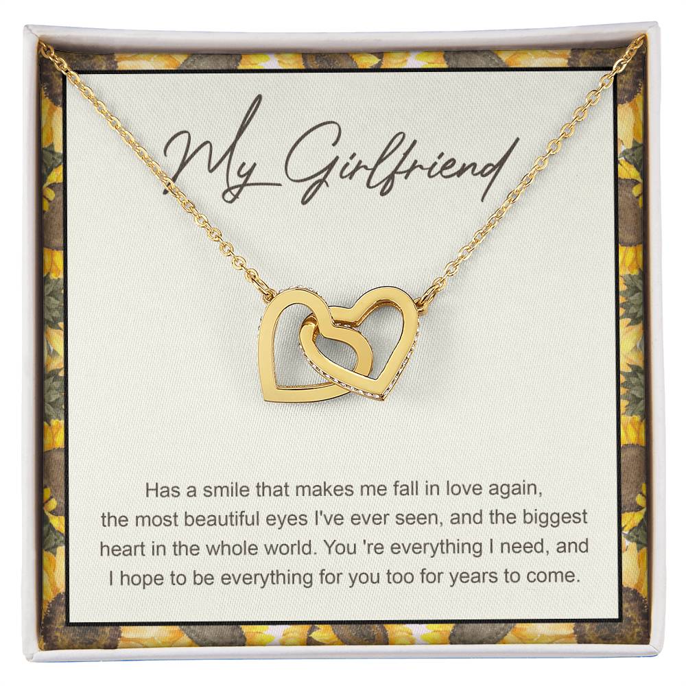 My Girlfriend Interlocking Hearts Necklace Message Card