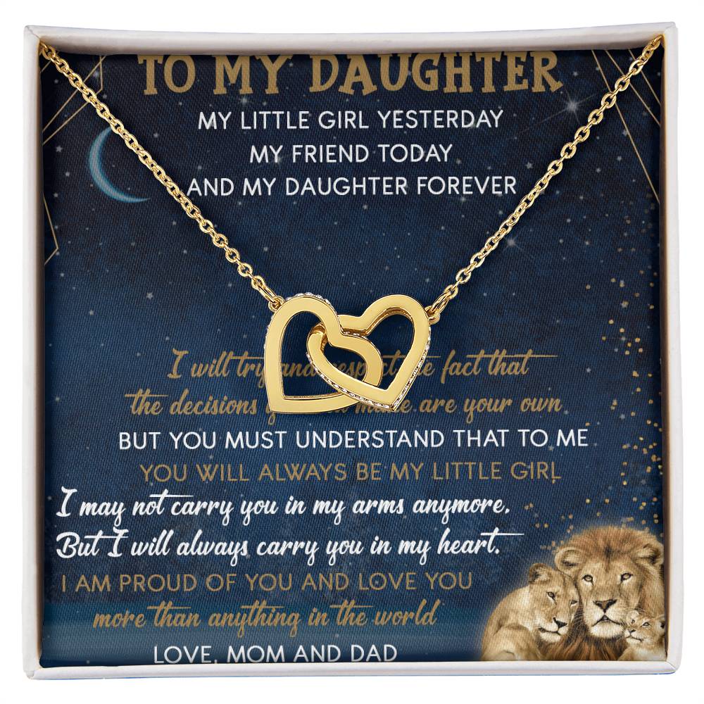 To My Daughter Interlocking Hearts Necklace Message Card