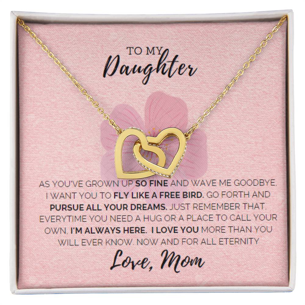 To My Daughter-I Love You Interlocking Hearts Necklace