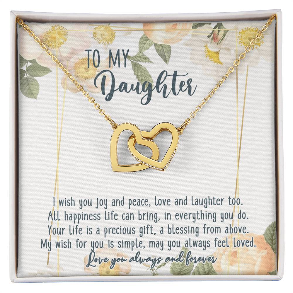 To My Daughter Interlocking Hearts Necklace Birthday Message Card