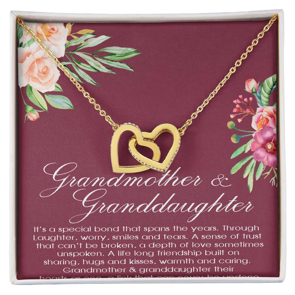 Grandmother & Granddaughter Necklace Grandma Gift Granddaughter Gift Nana Grandma Jewelry For Family Birthday Gift Christmas Gift Interlocking Hearts Necklace
