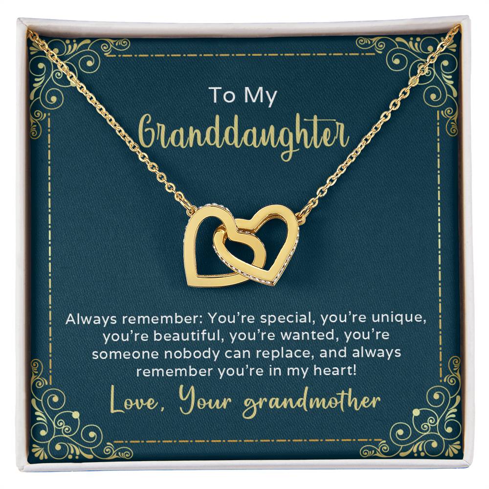 Interlocking Hearts Necklace To My Granddaughter Always Remember You'Re Special