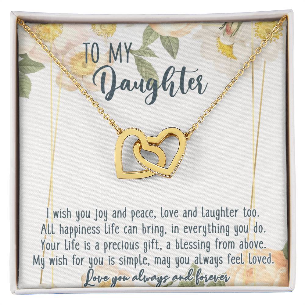 To My Daughter Interlocking Hearts Necklace Message Card