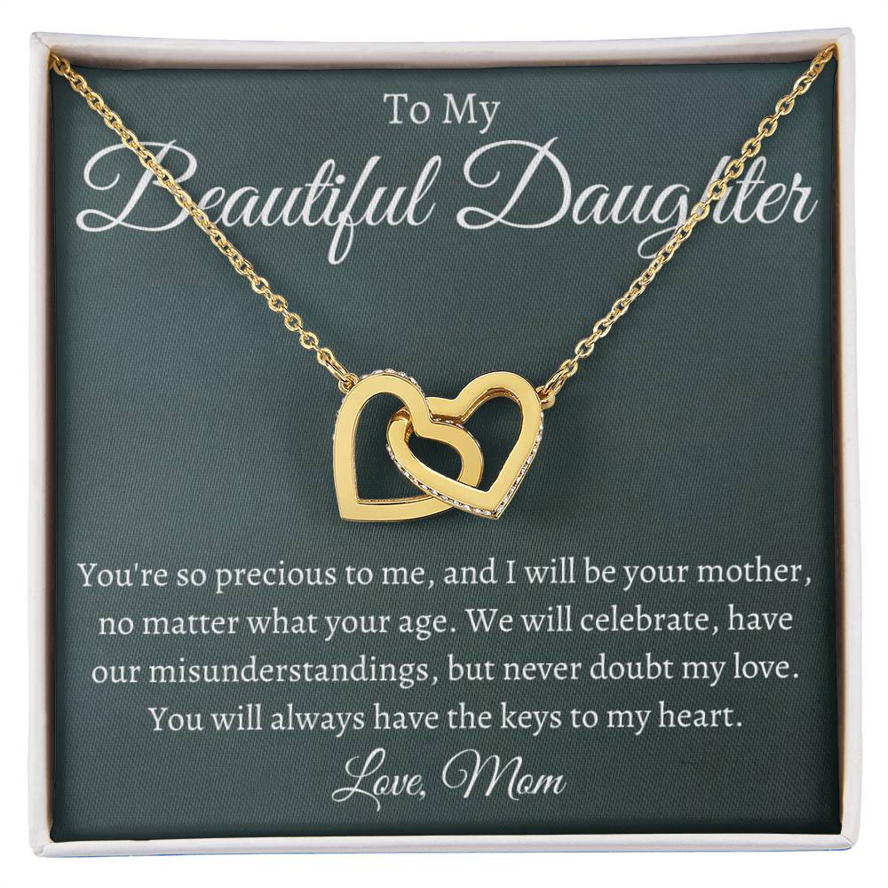 To My Beautiful Daughter - Be Your Mother Interlocking Hearts Necklace