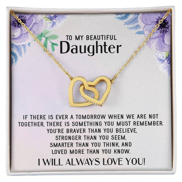 To My Daughter Necklace Gift From Mom Sentimental Jewelry Gift From Father Mother'S Day Gift For Daughter From Mother Interlocking Hearts Necklace