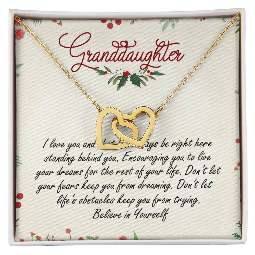 Granddaughter Interlocking Hearts Necklace Message Card
